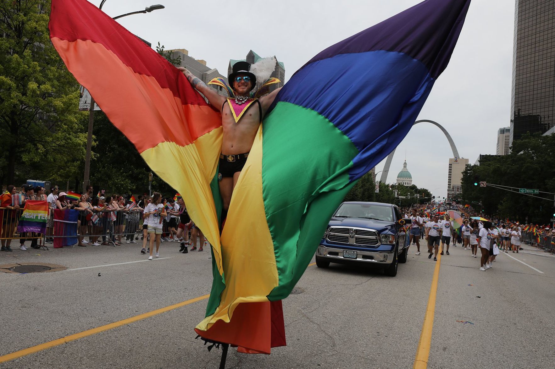 Thousands Watch the Pride Parade downtown